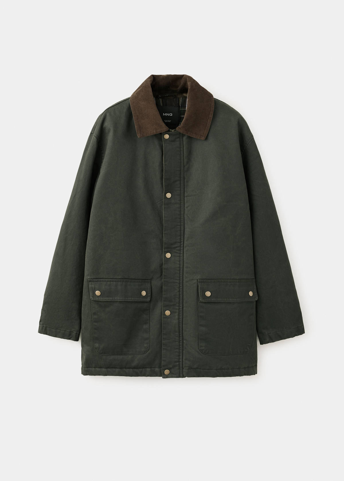 Parka with contrasting collar — Khaki