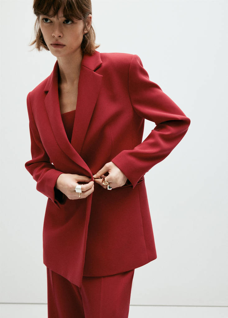 Double-breasted belted suit blazer - thumbnail 9