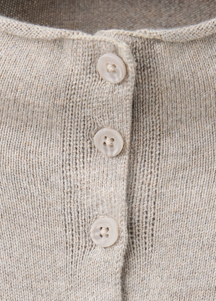 Perkins-neck cardigan with buttons — Medium Brown