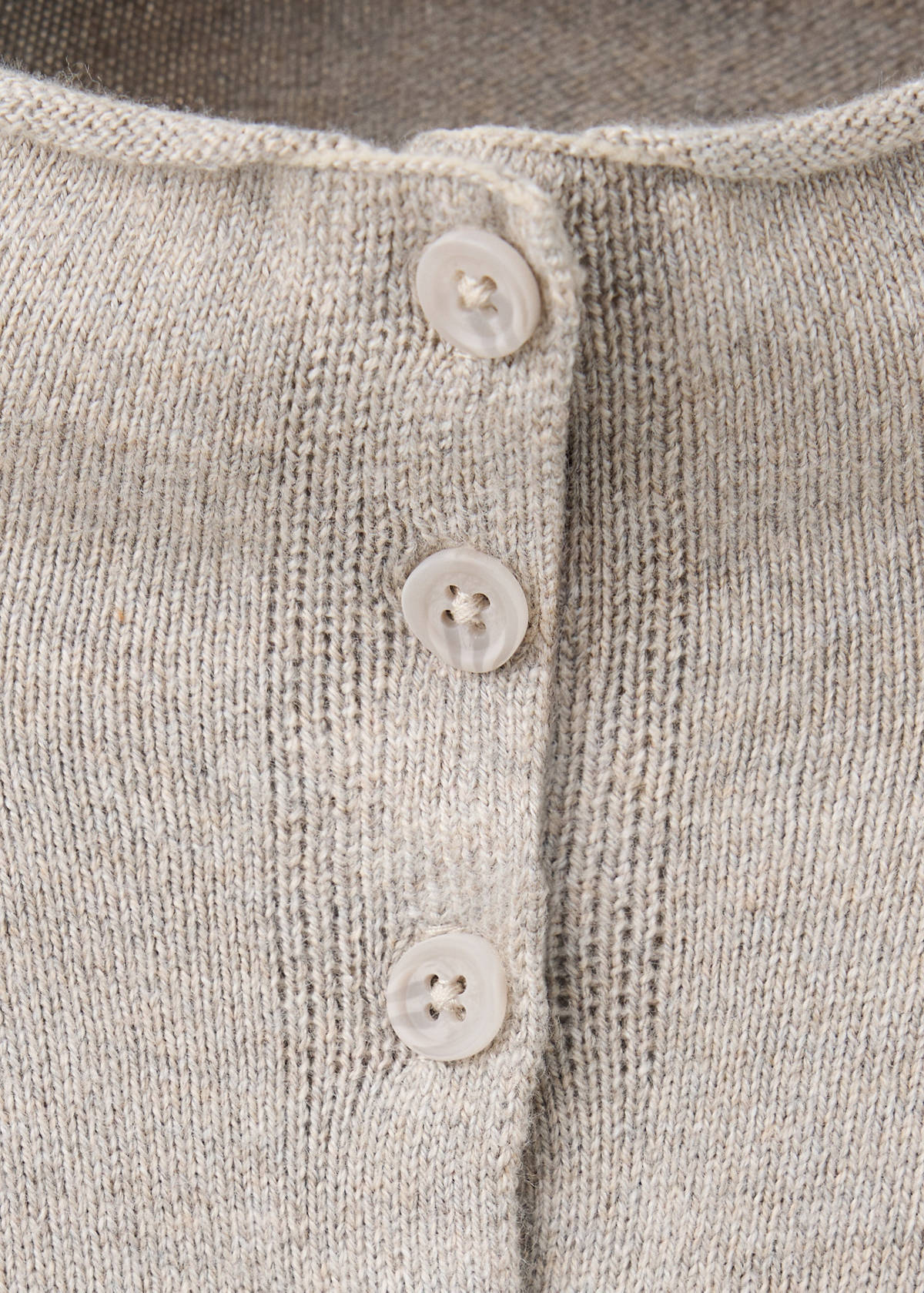 Perkins-neck cardigan with buttons — Medium Brown