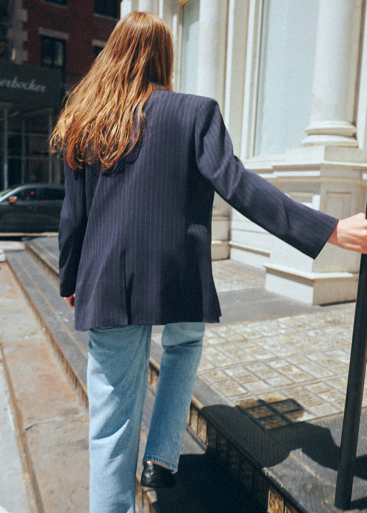 Pinstripe blazer — Navy