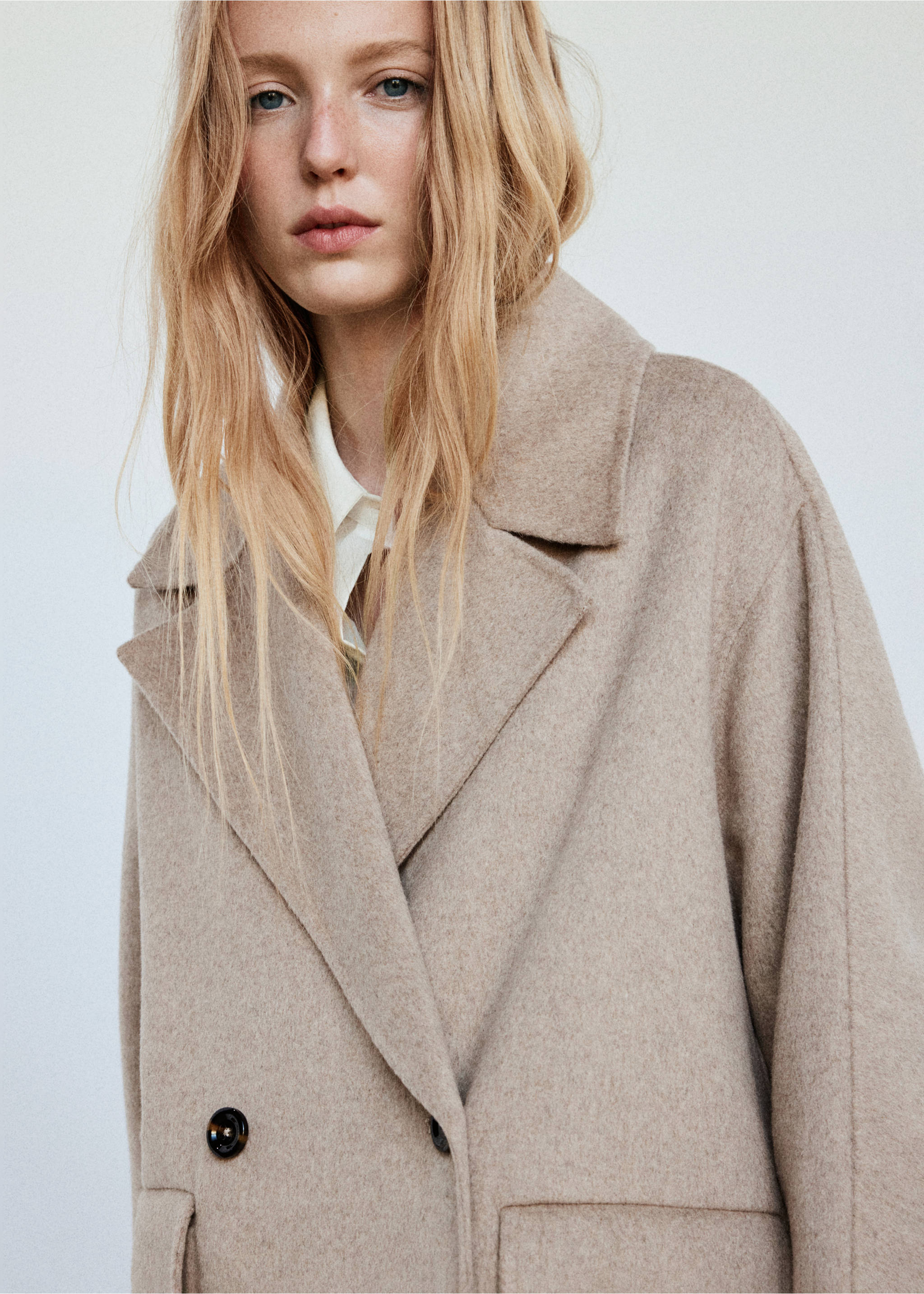 Handmade wool coat - Details of the article 1, Medium Brown. Ref: 37065844-00.