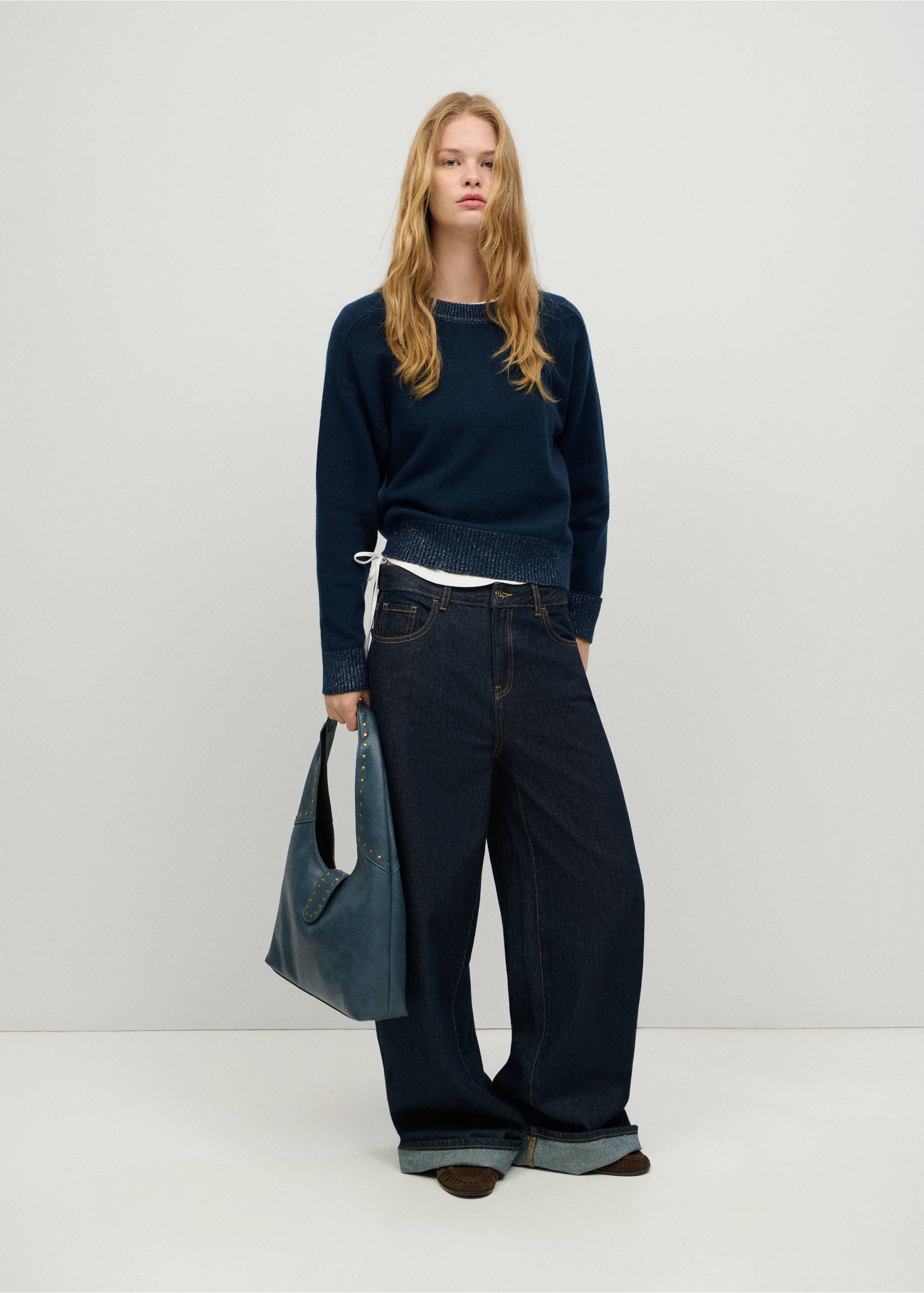 Jersey met lurexdetails - Overzichtstekening, Marineblauw. Ref: 37065845-00.