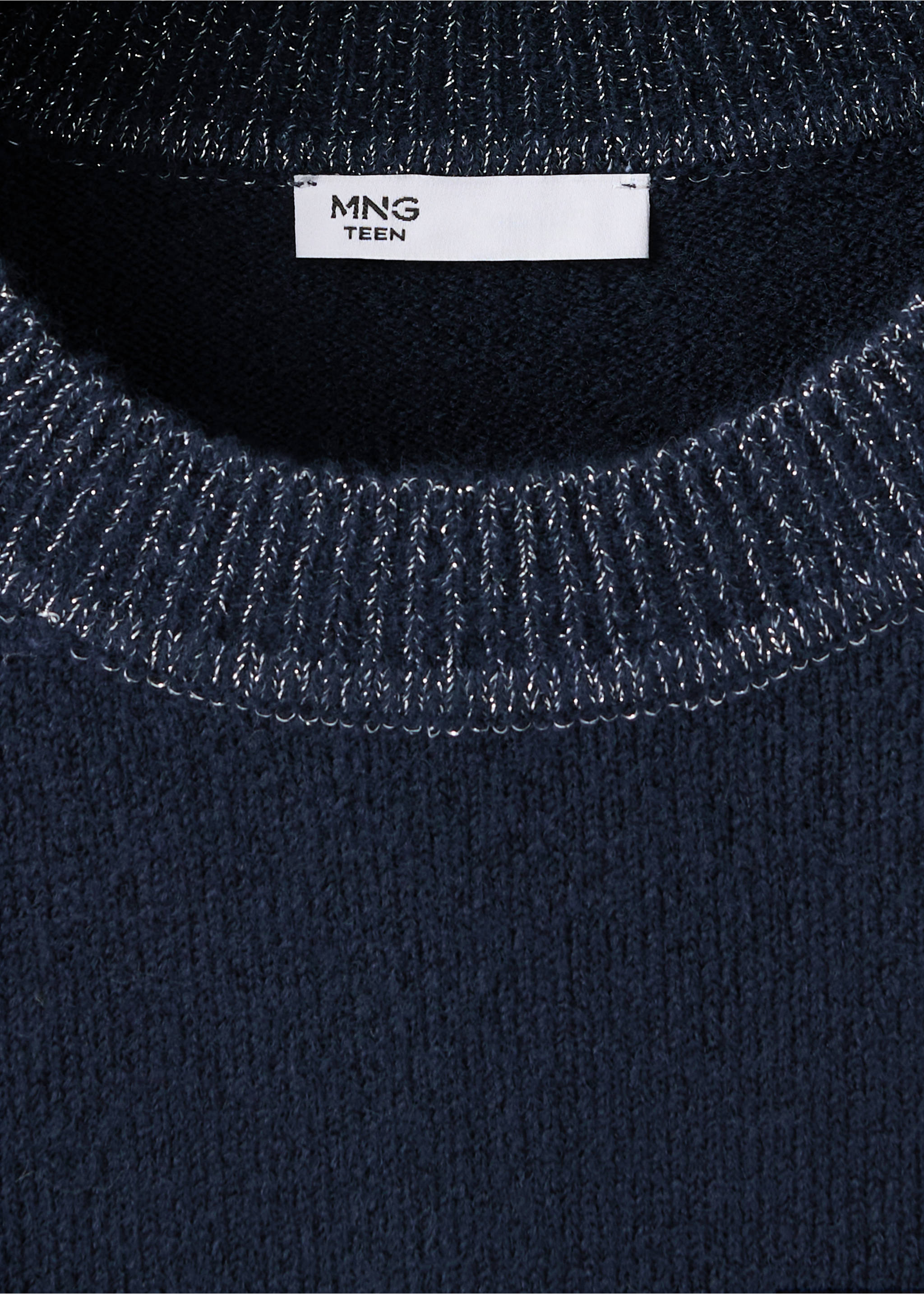 Jersey détail en lurex - Détail de l'article 8, Bleu marine. Ref: 37065845-00.