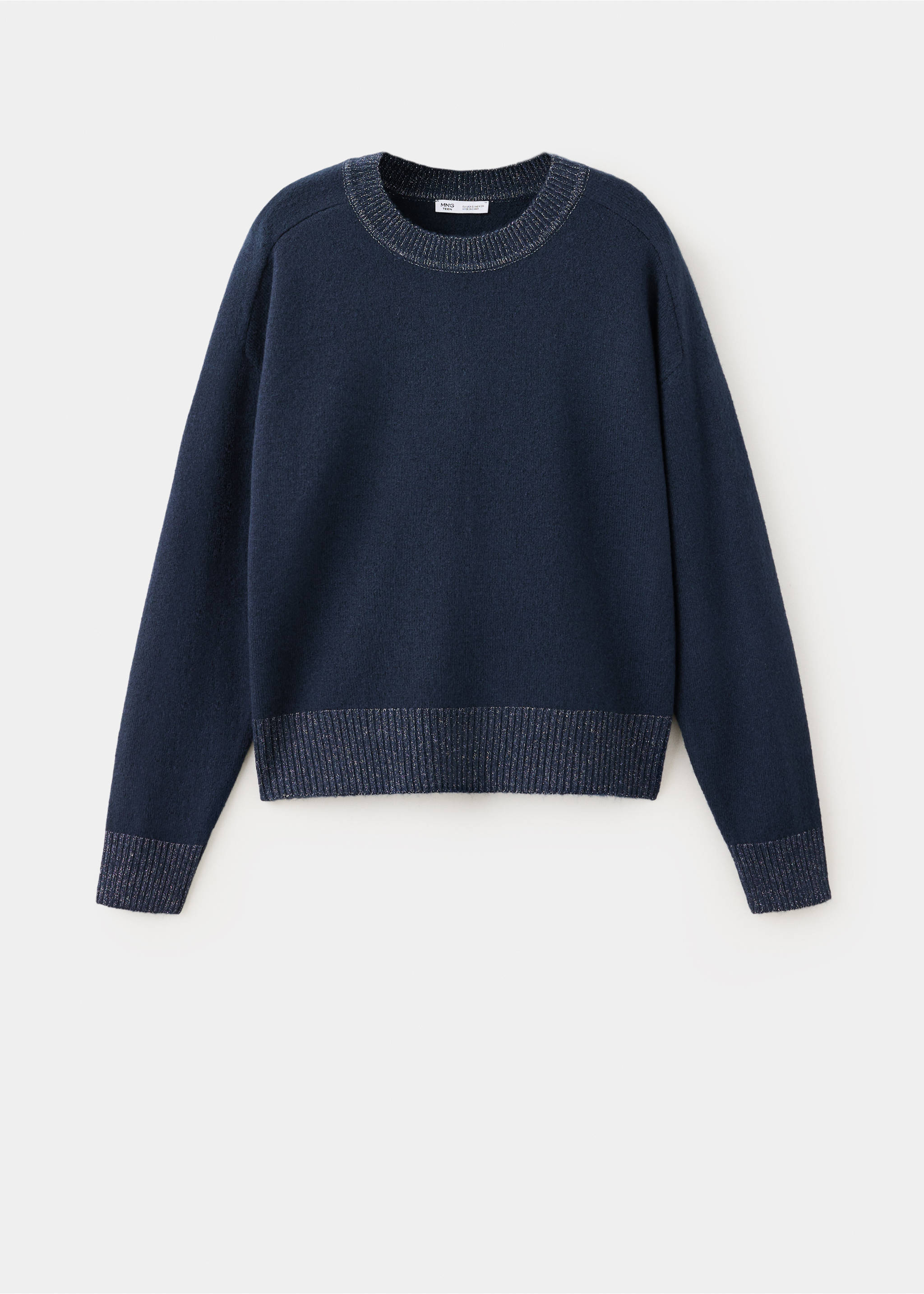 Jersey détail en lurex - Article sans modèle, Bleu marine. Ref: 37065845-00.