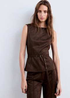 Top with suede belt — Brown 1