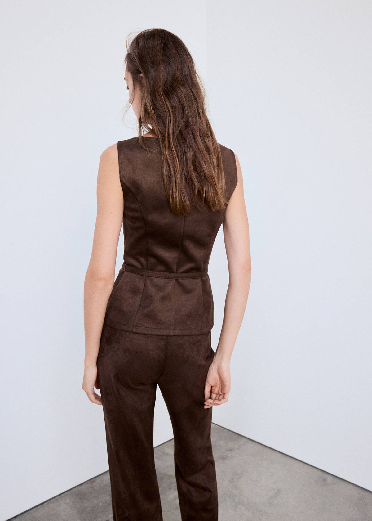 Top with suede belt — Brown