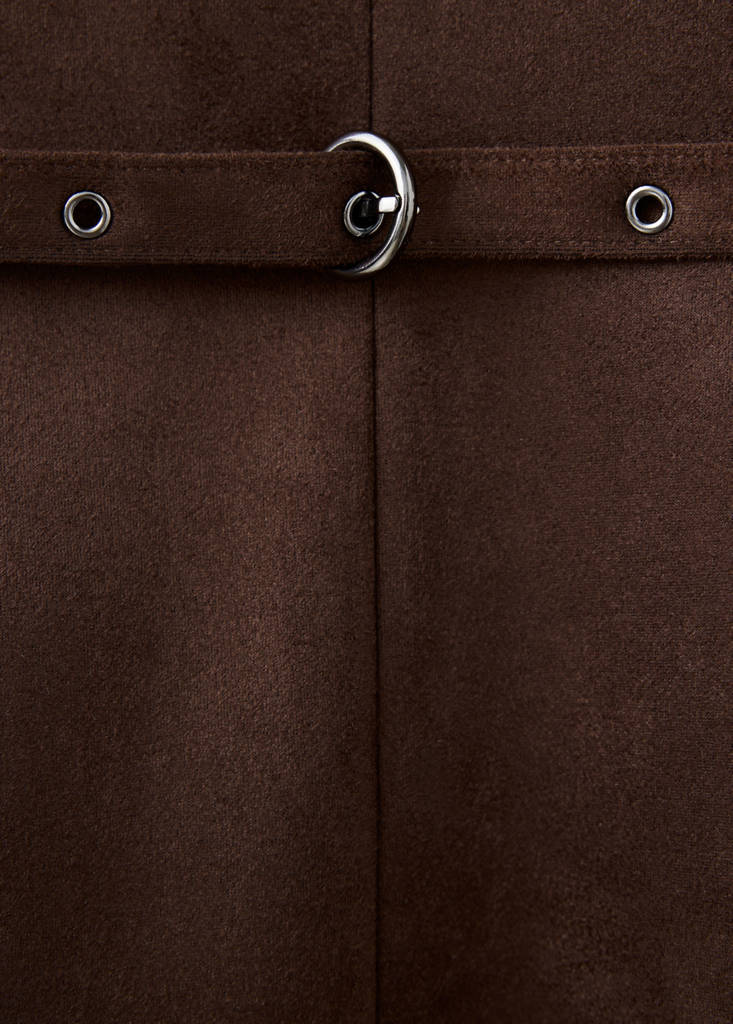Faux suede top with belt — Brown