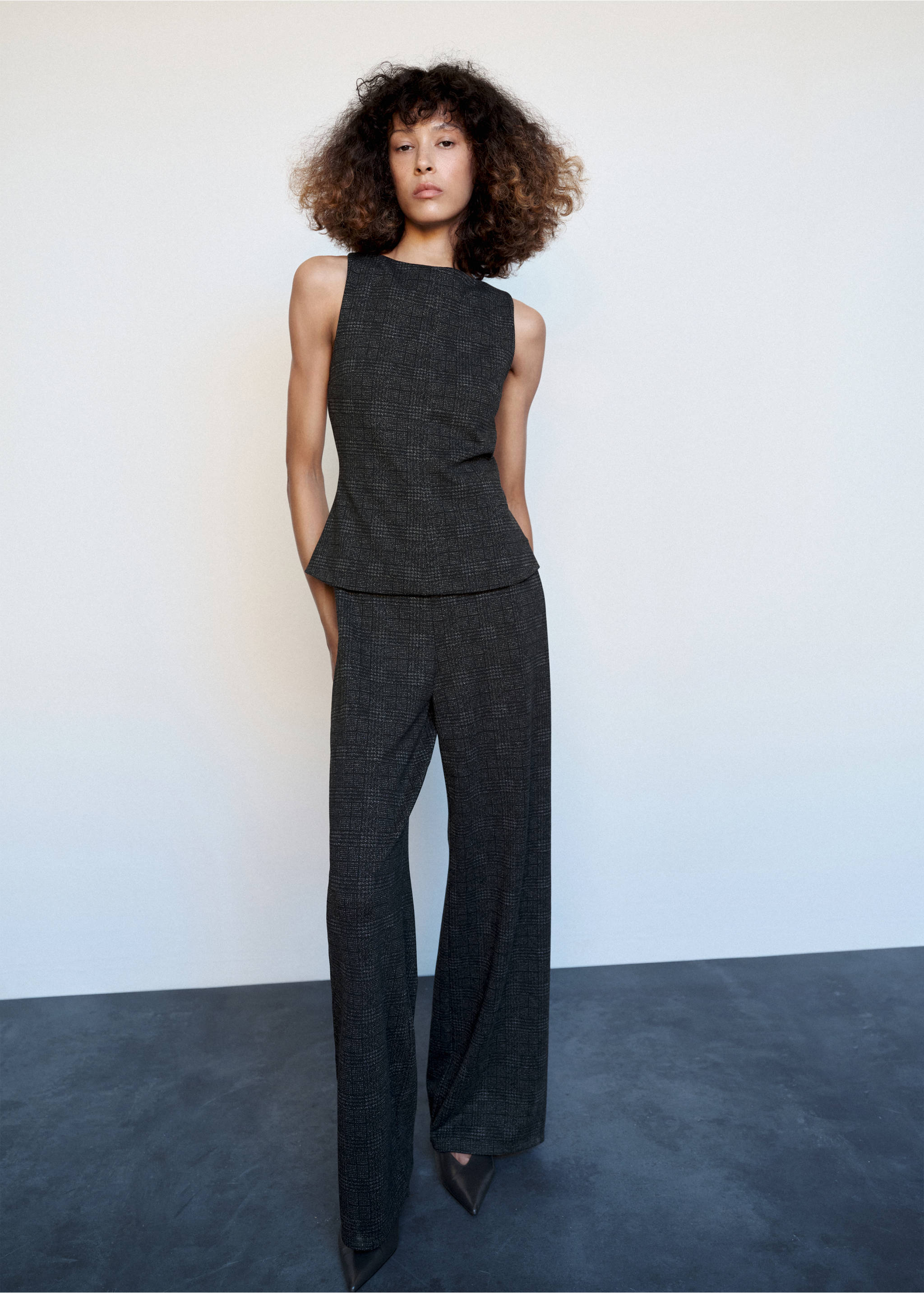 Checked combined jumpsuit - General plane, Grey. Ref: 37065851-00.
