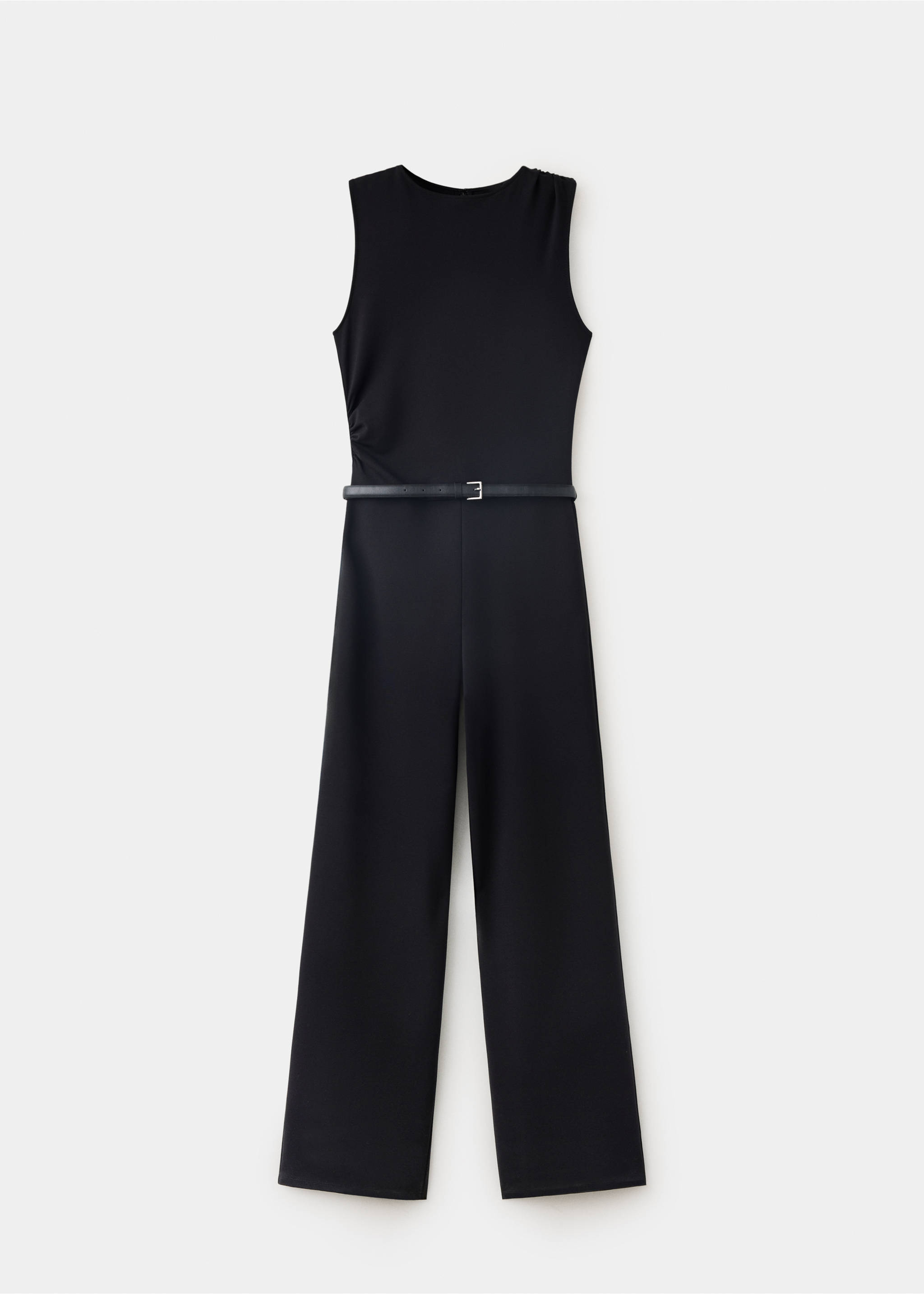 Jumpsuit met riem en gerimpelde details - Artikel zonder model, Zwart. Ref: 37065852-00.
