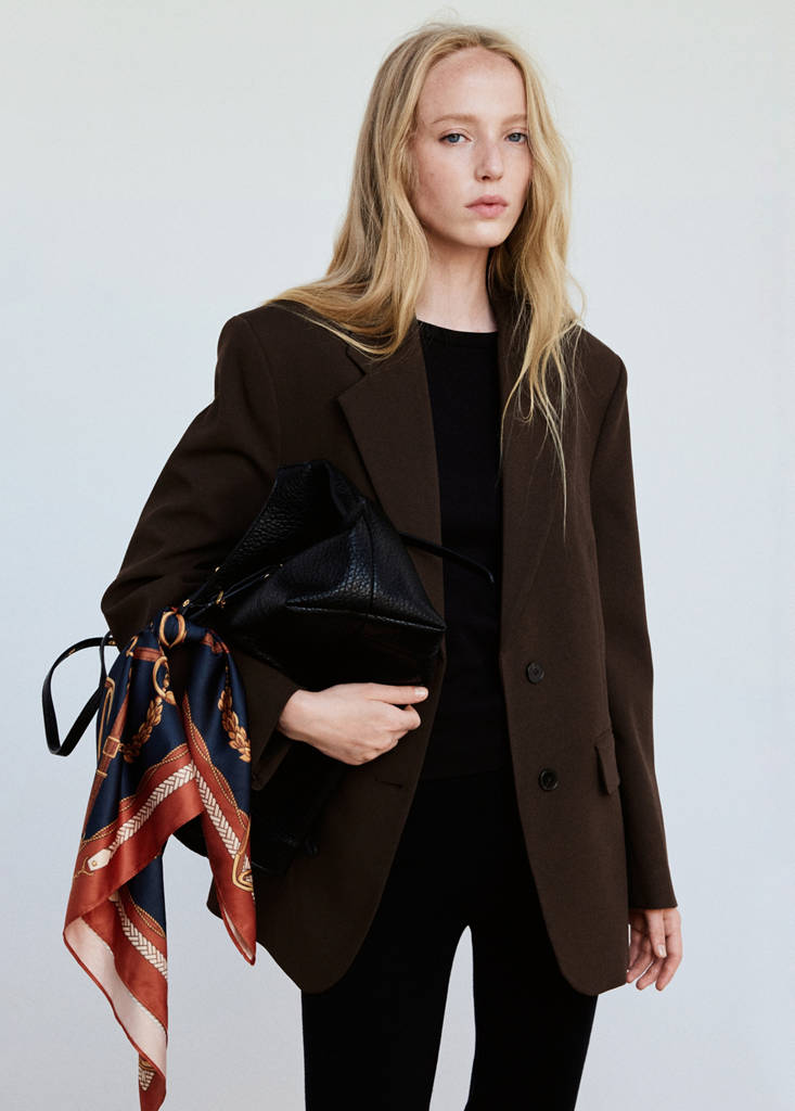 Straight blazer with flap pockets — Brown
