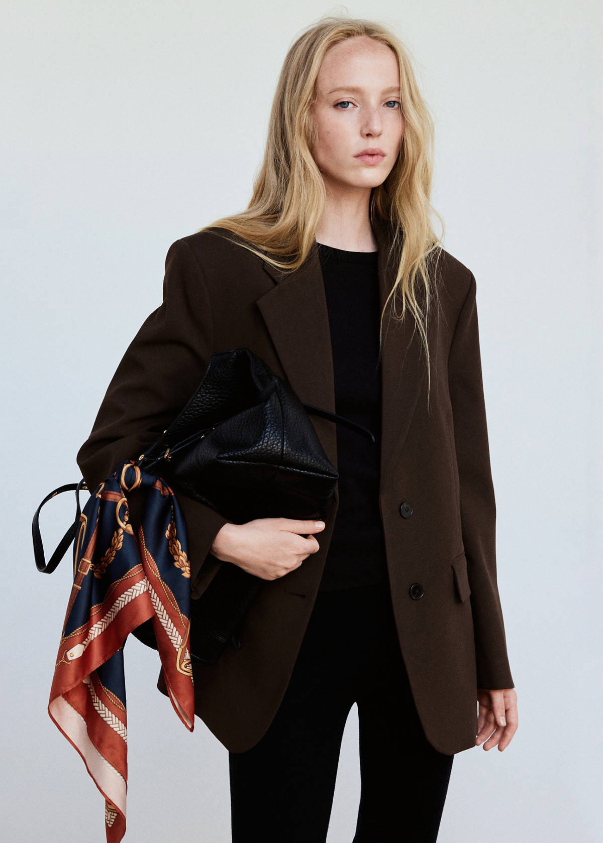 Straight blazer with flap pockets — Brown
