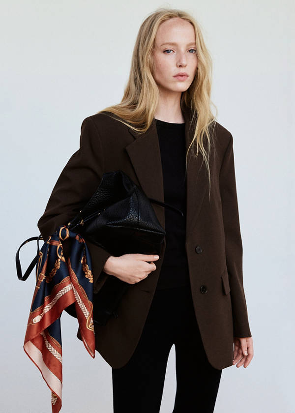 Straight blazer with flap pockets — Brown