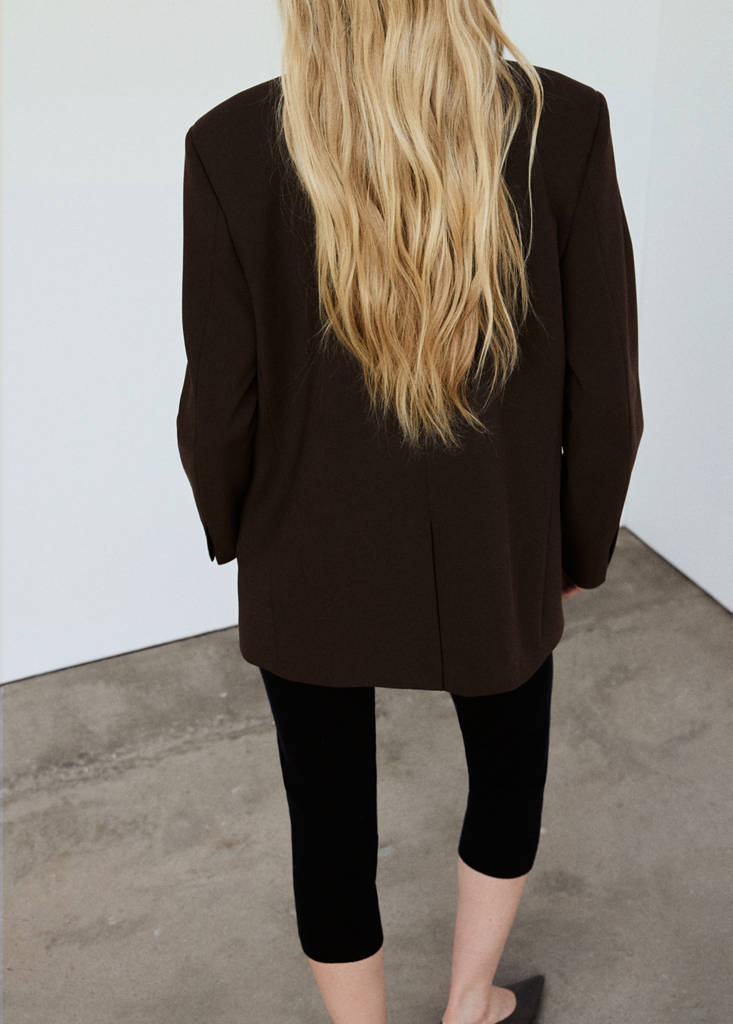 Straight blazer with flap pockets — Brown