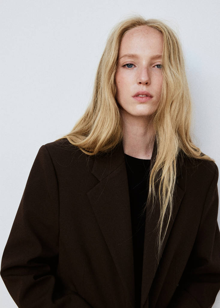 Straight blazer with flap pockets — Brown