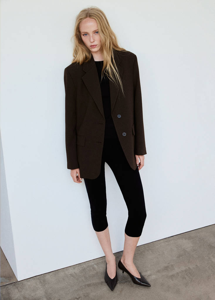 Straight blazer with flap pockets — Brown