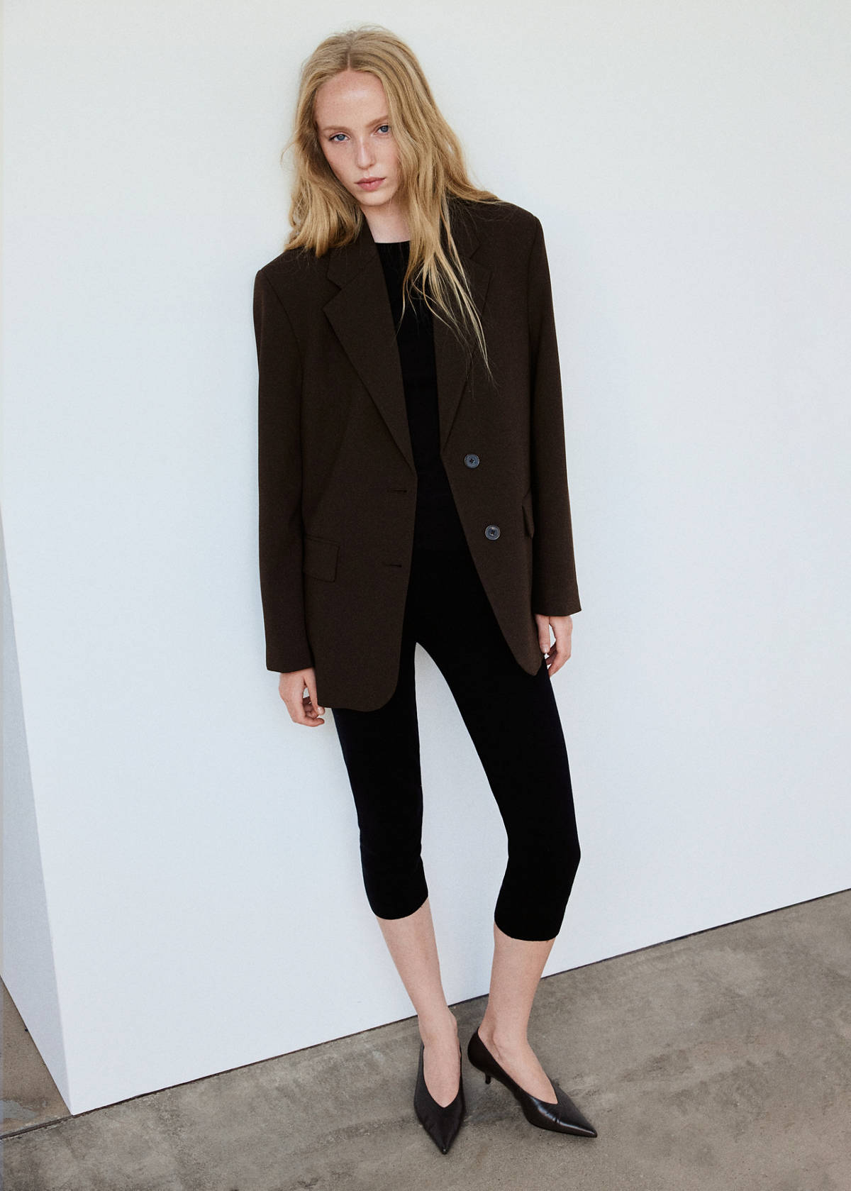 Straight blazer with flap pockets — Brown
