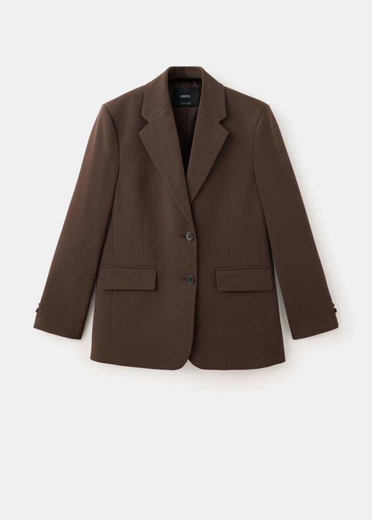 Straight blazer with flap pockets — Brown