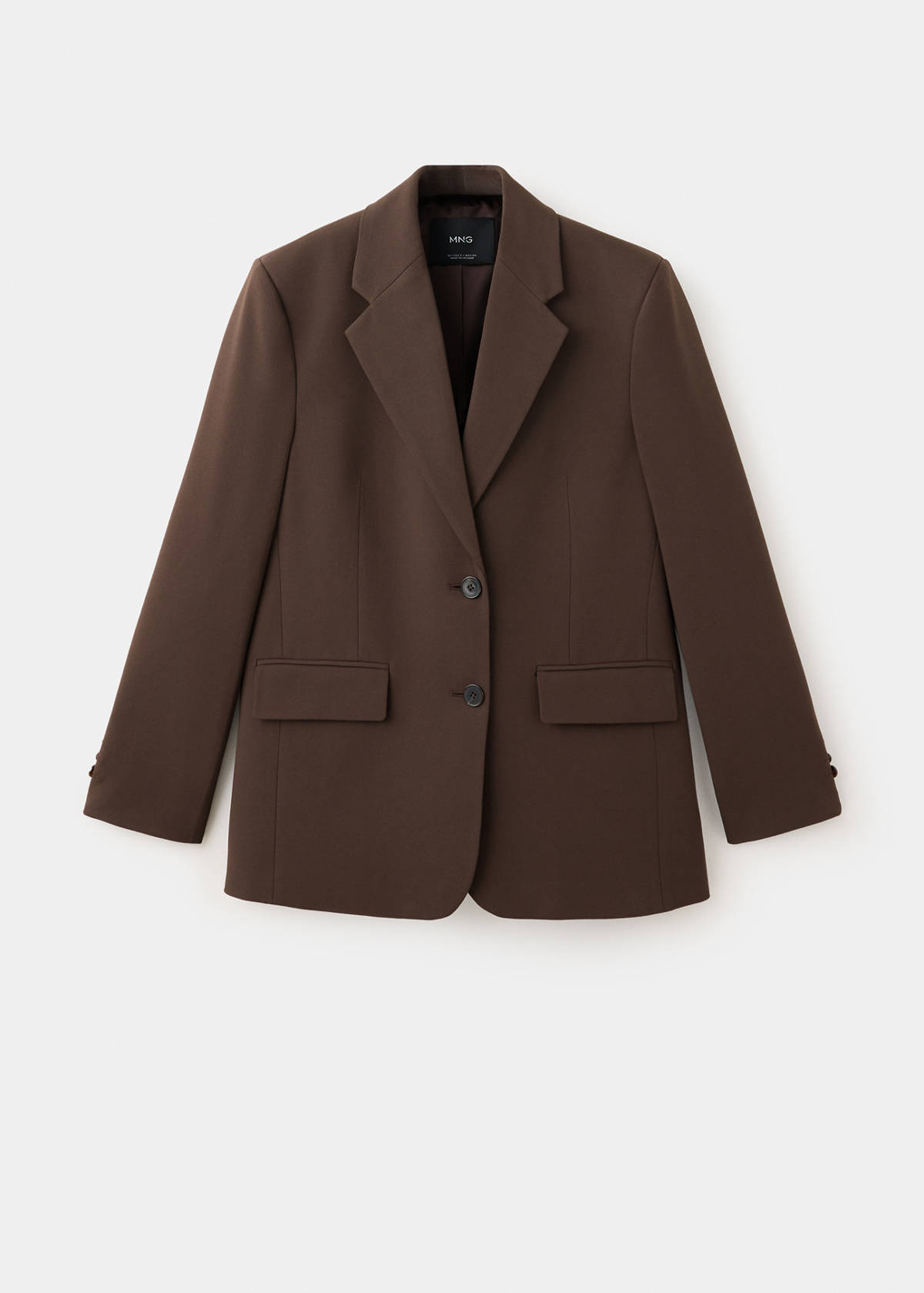 Straight blazer with flap pockets — Brown