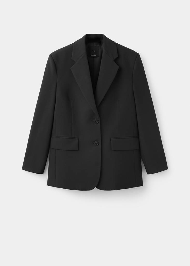 Straight blazer with flap pockets — Black