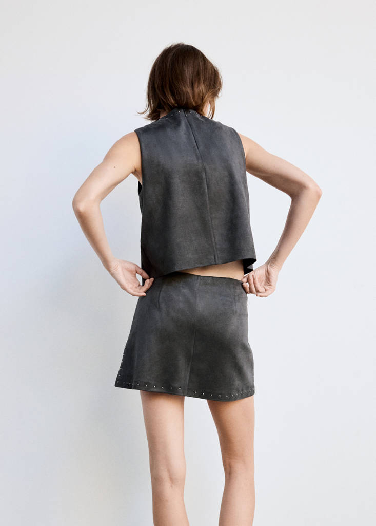 Studded short skirt — Grey