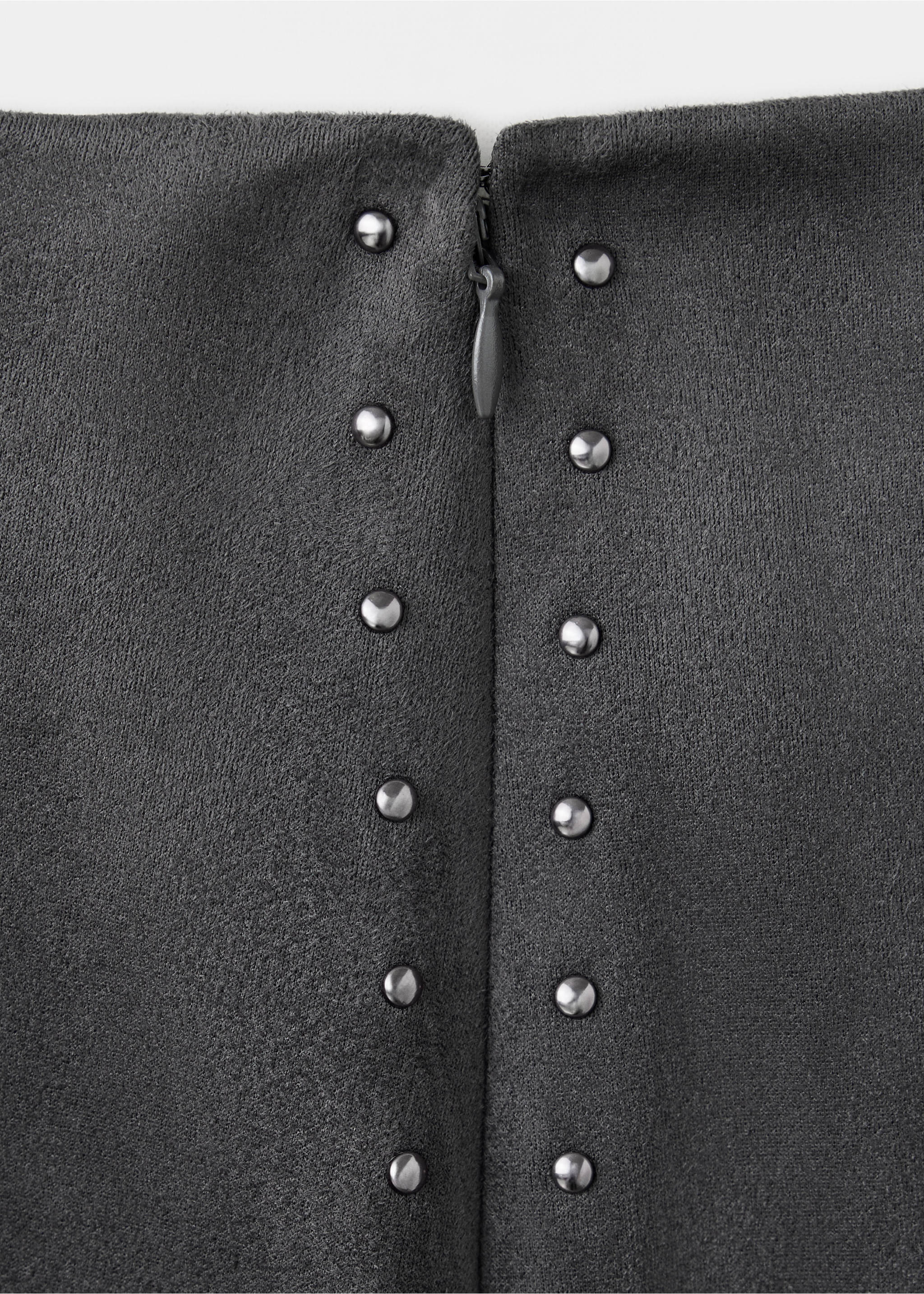 Studded short skirt - Details of the article 8, Grey. Ref: 37065854-00.