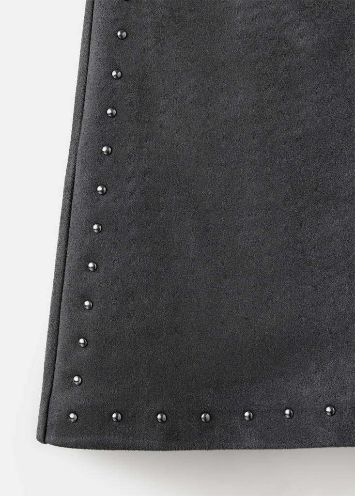 Studded short skirt — Grey