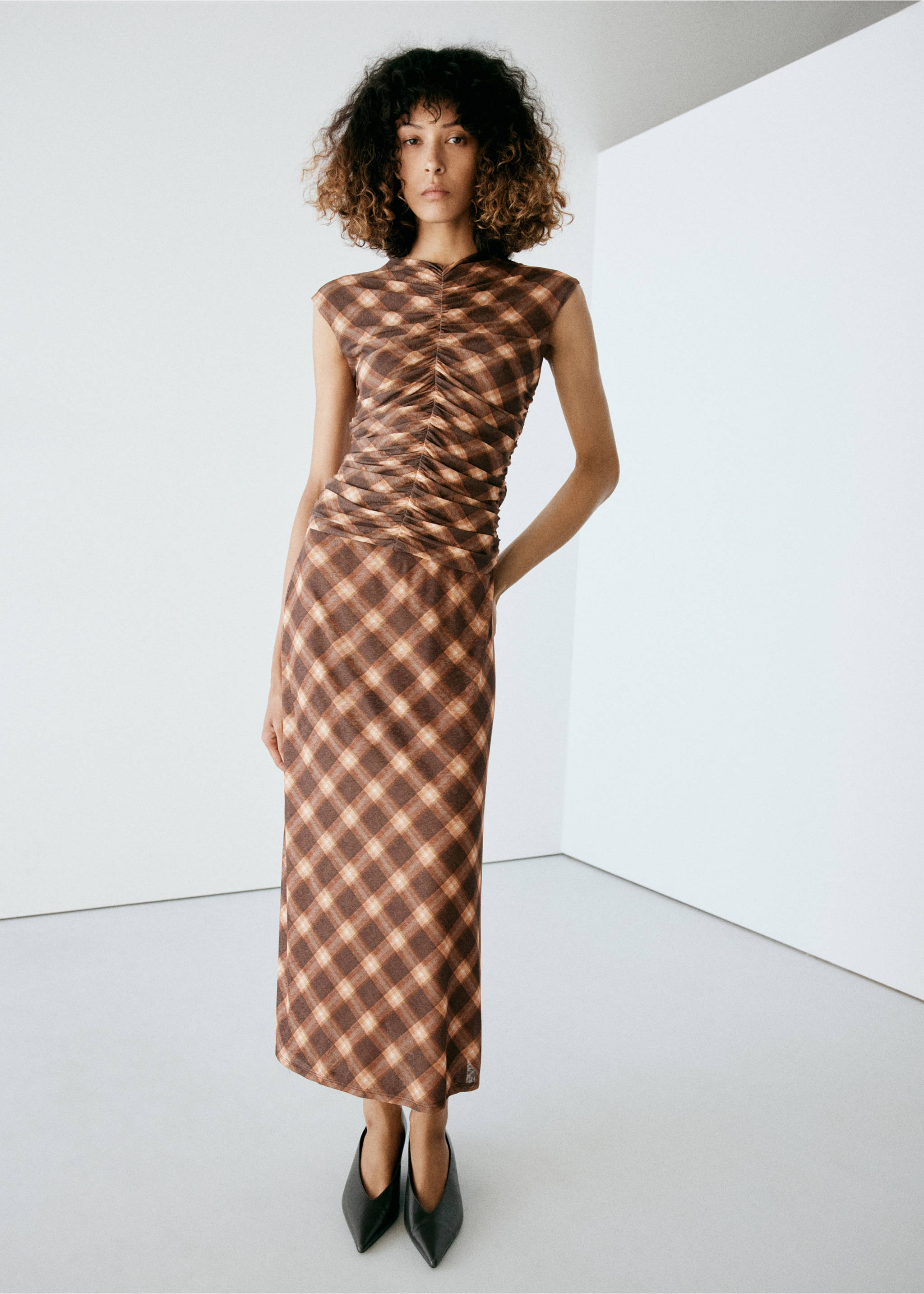 Ruched square-neck top - General plane, Brown. Ref: 37065857-00.