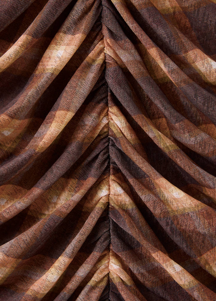 Ruched square-neck top — Brown