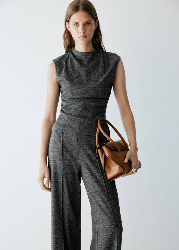 Straight checked trousers — Black