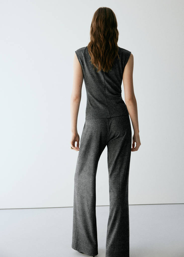Straight checked trousers — Black