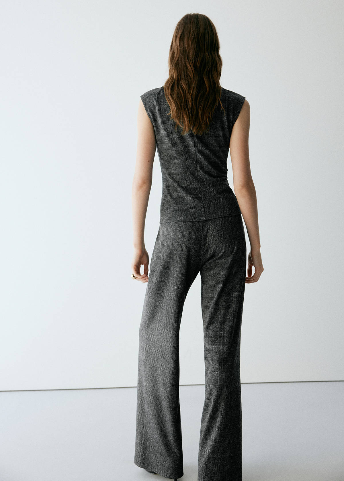 Straight checked trousers — Black