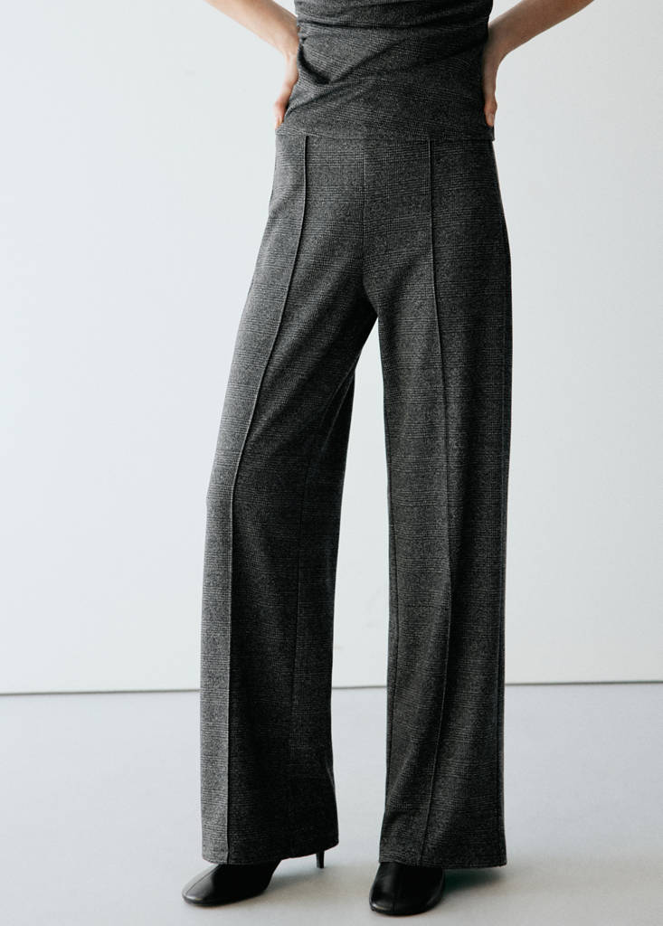 Straight checked trousers — Black