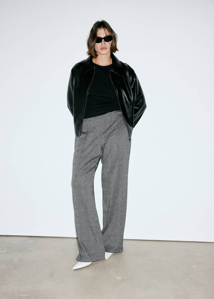 Straight checked trousers — Black