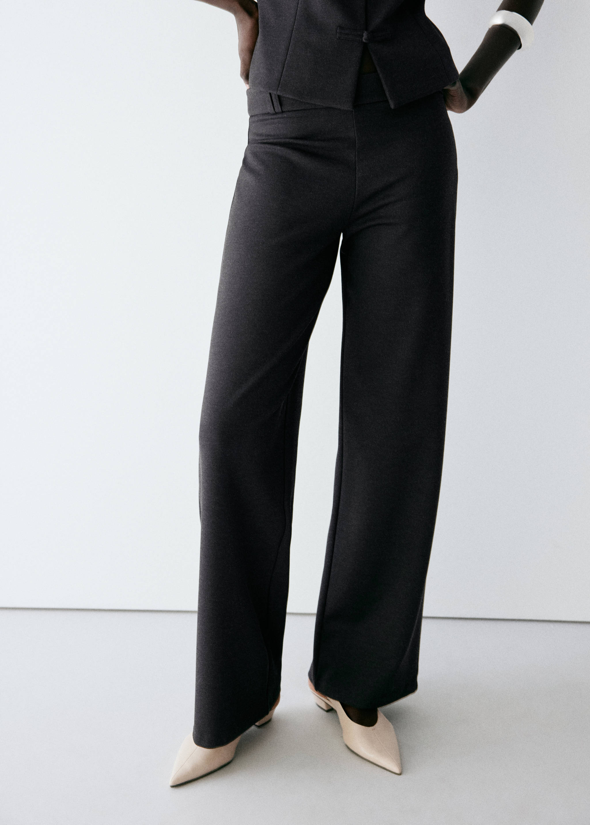 Straight-leg fine-knit trousers - Medium plane