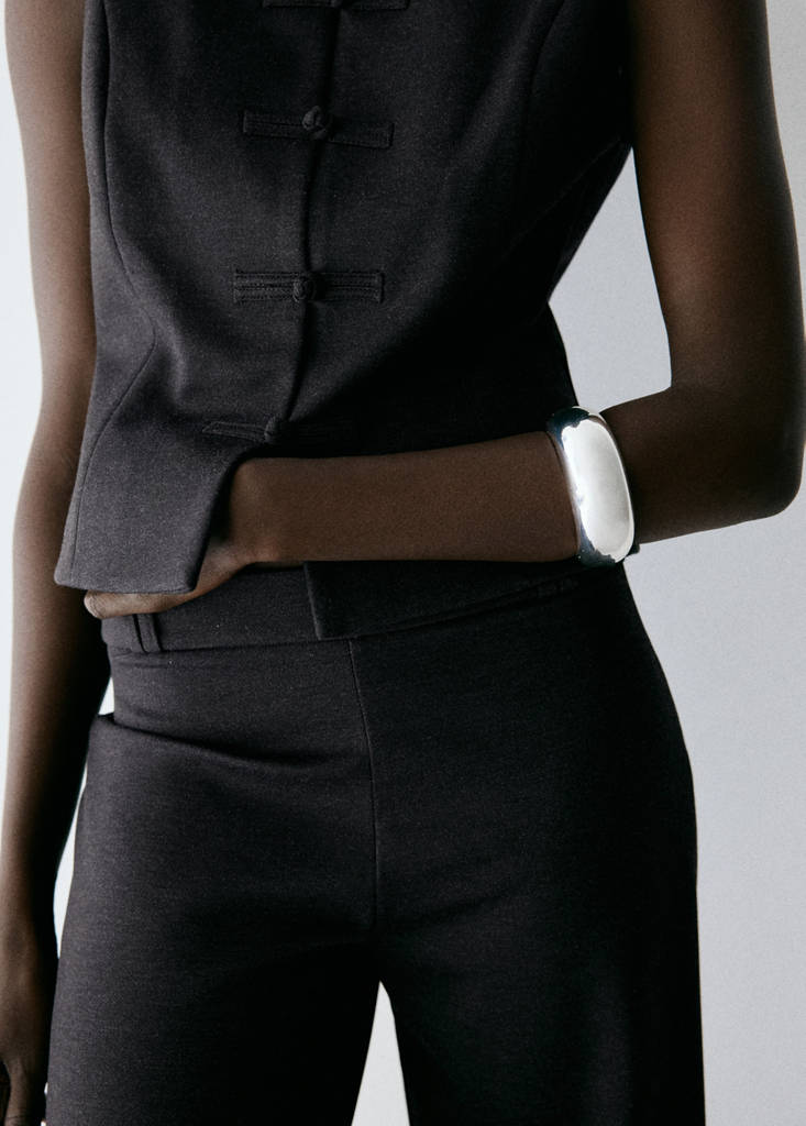 Straight-leg fine-knit trousers — Charcoal
