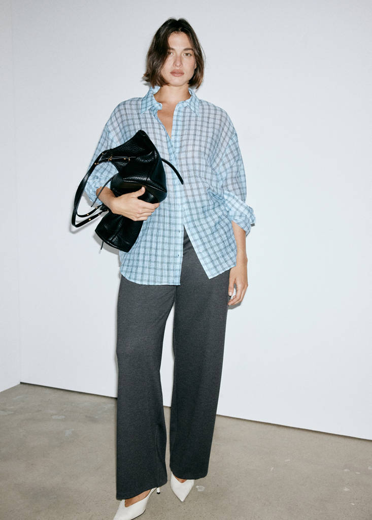Straight-leg fine-knit trousers — Charcoal