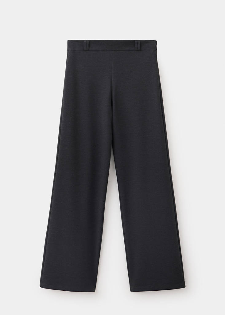 Straight-leg fine-knit trousers — Charcoal