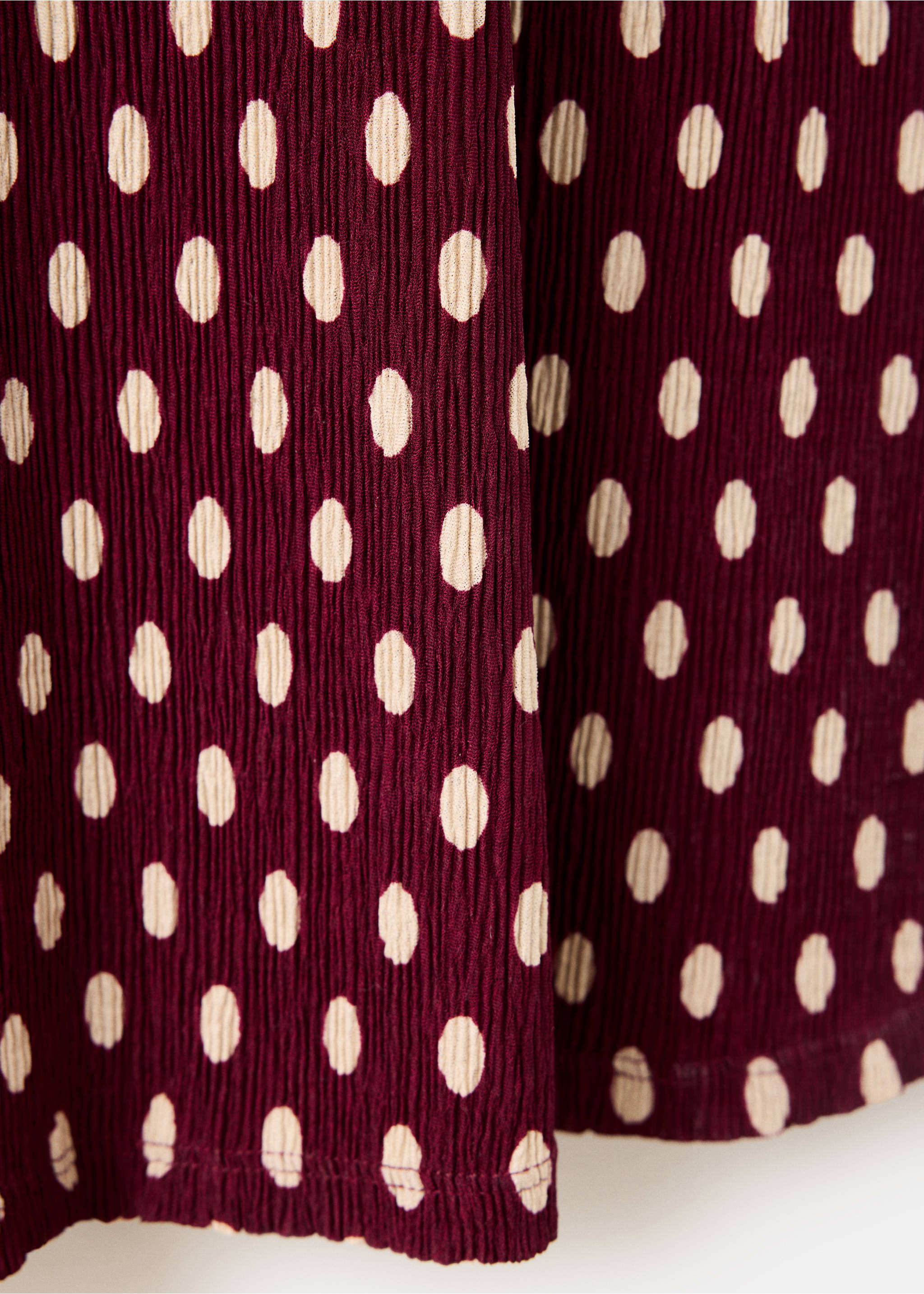 V-neck polka dot dress - Details of the article 0, Maroon. Ref: 37065860-00.