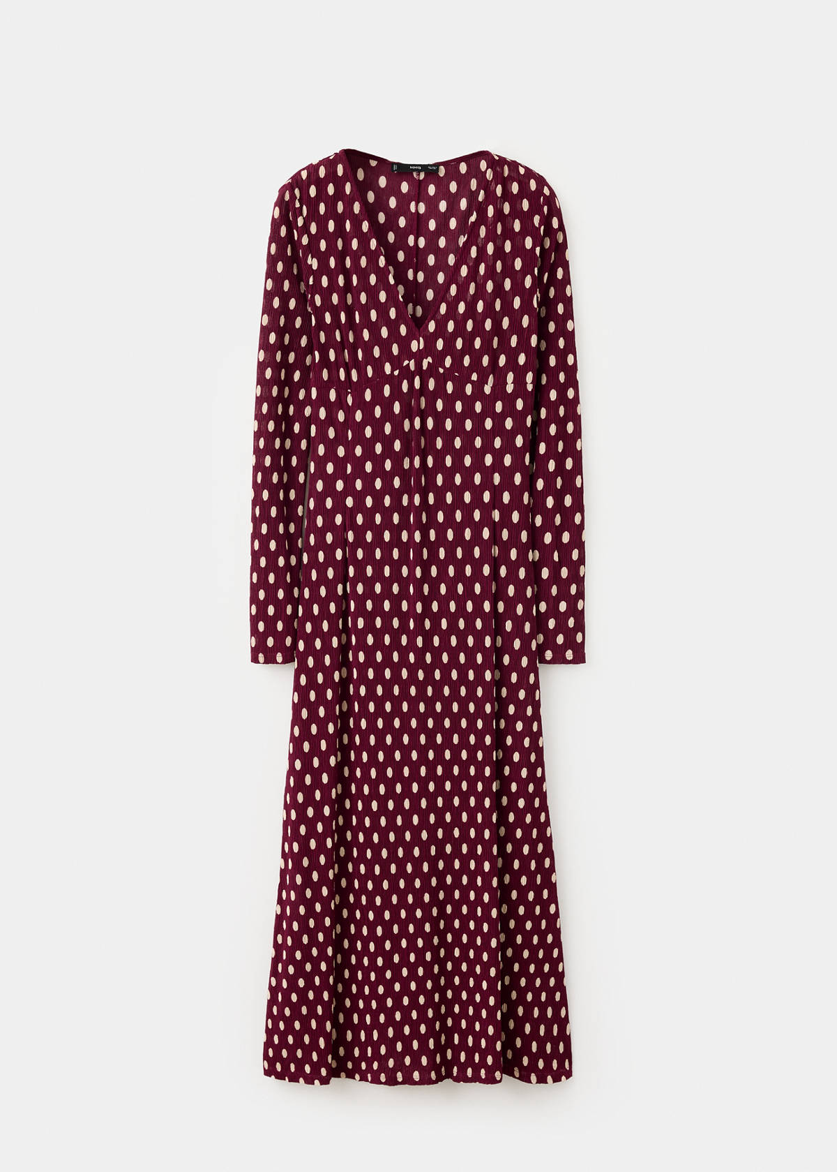 V-neck polka dot dress — Maroon