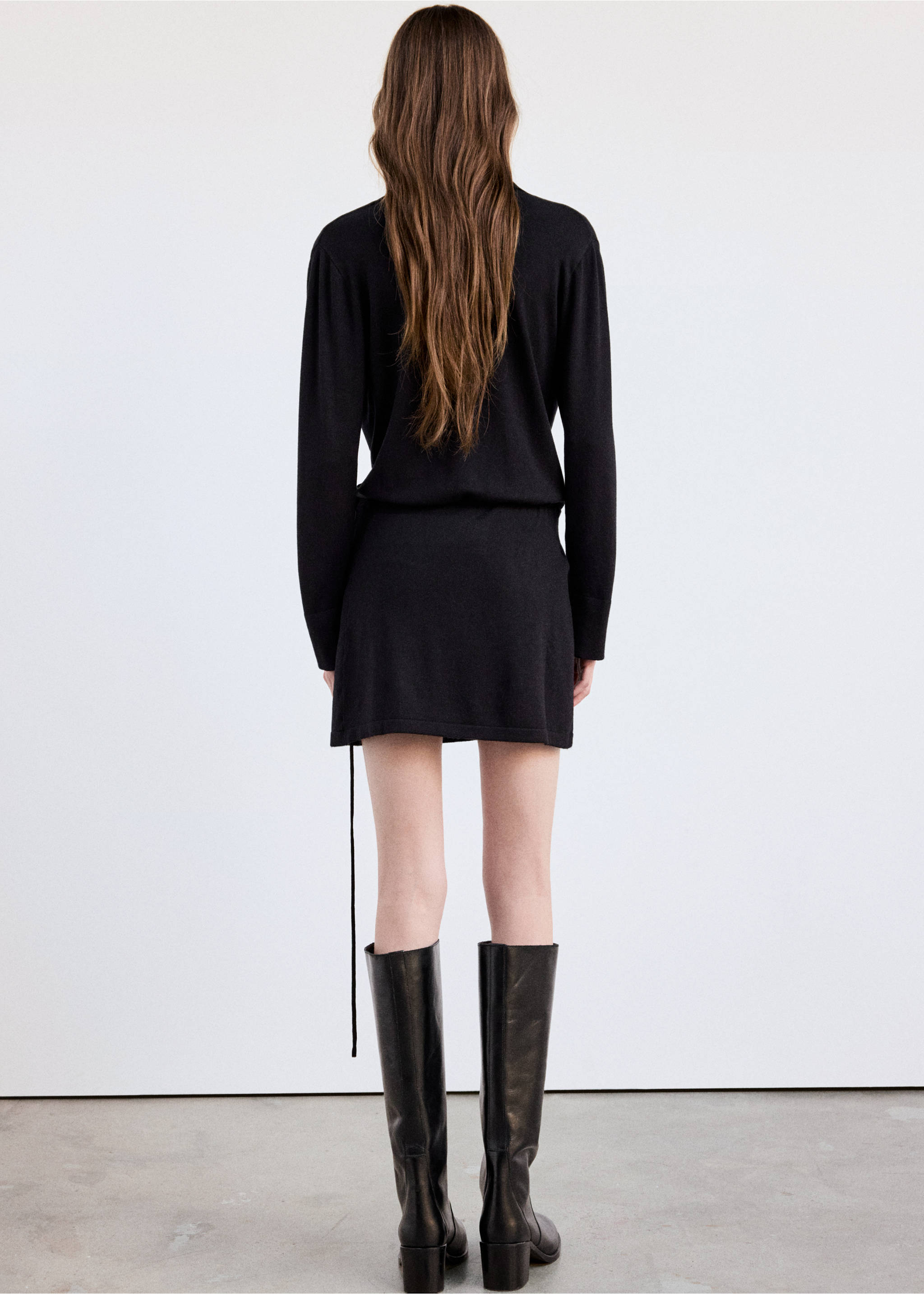 Wrap knitted dress - Reverse of the article, Black. Ref: 37065861-00.