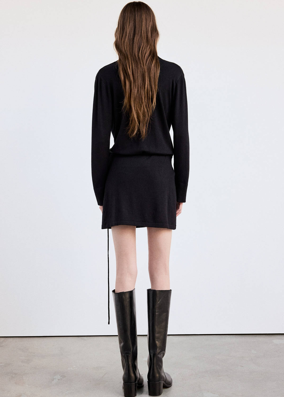 Wrap knitted dress — Black
