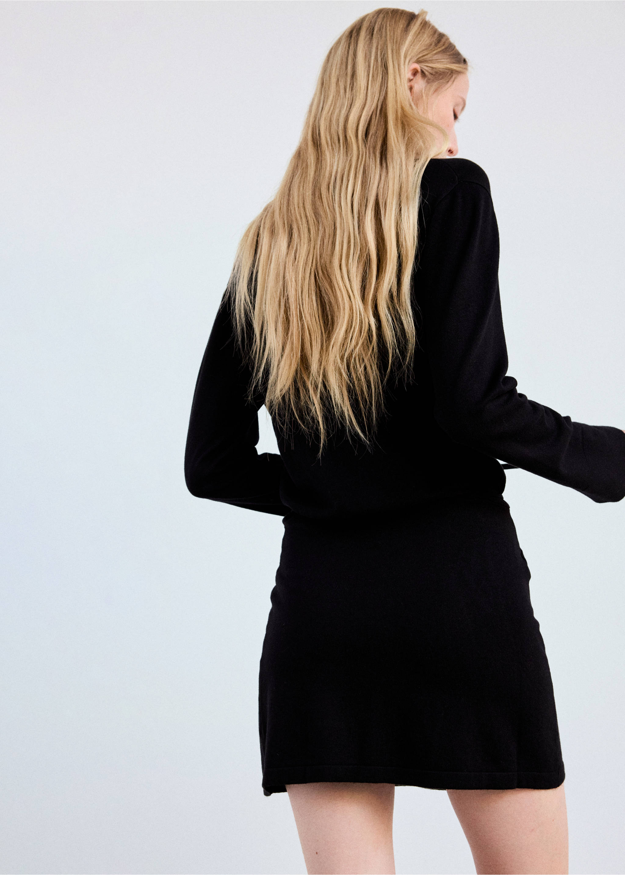 Wrap knitted dress - Reverse of the article, Black. Ref: 37065861-01.