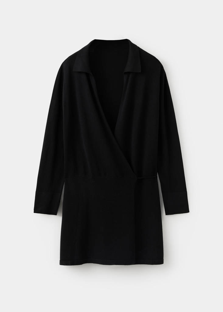 Wrap knitted dress — Black