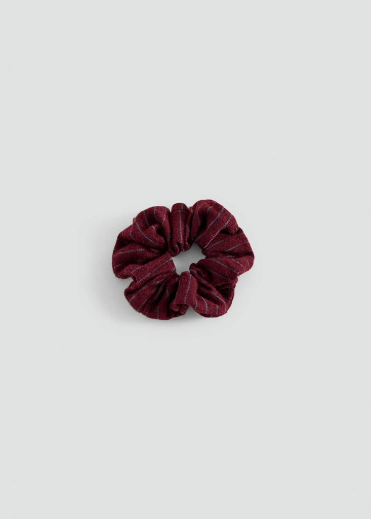 Striped knit hair tie — Burgundy