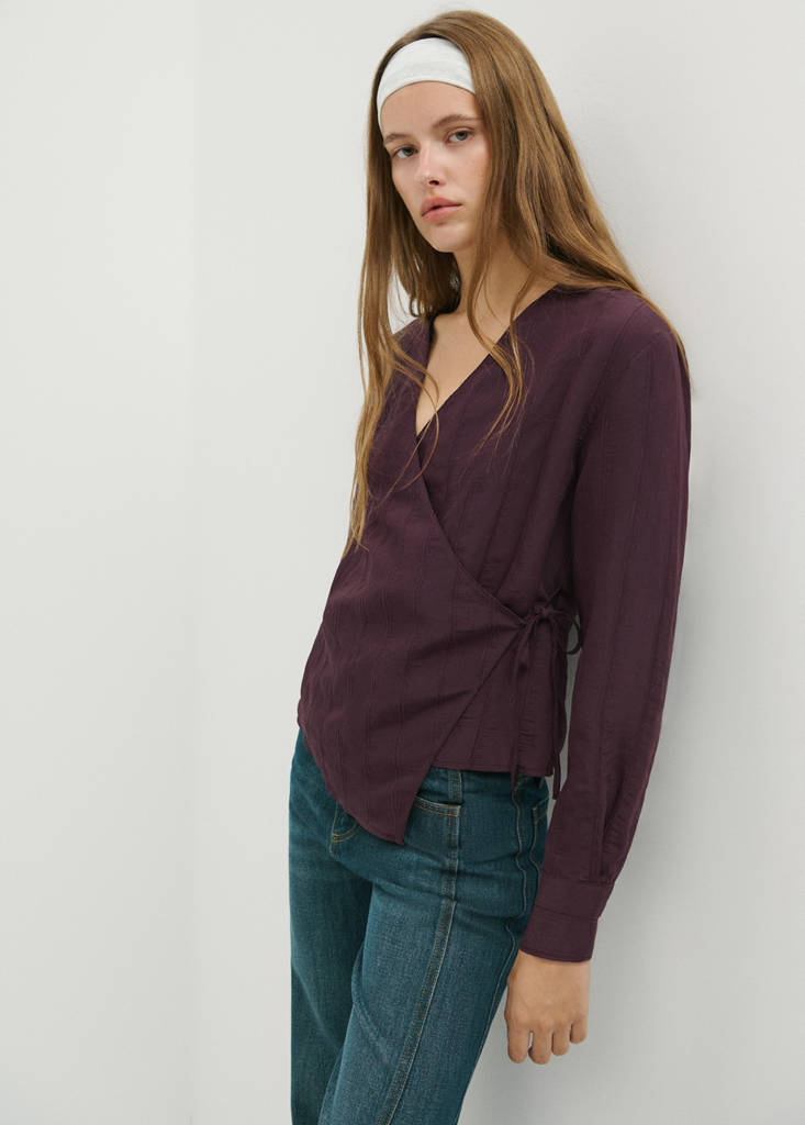 Textured wrap shirt — Purple