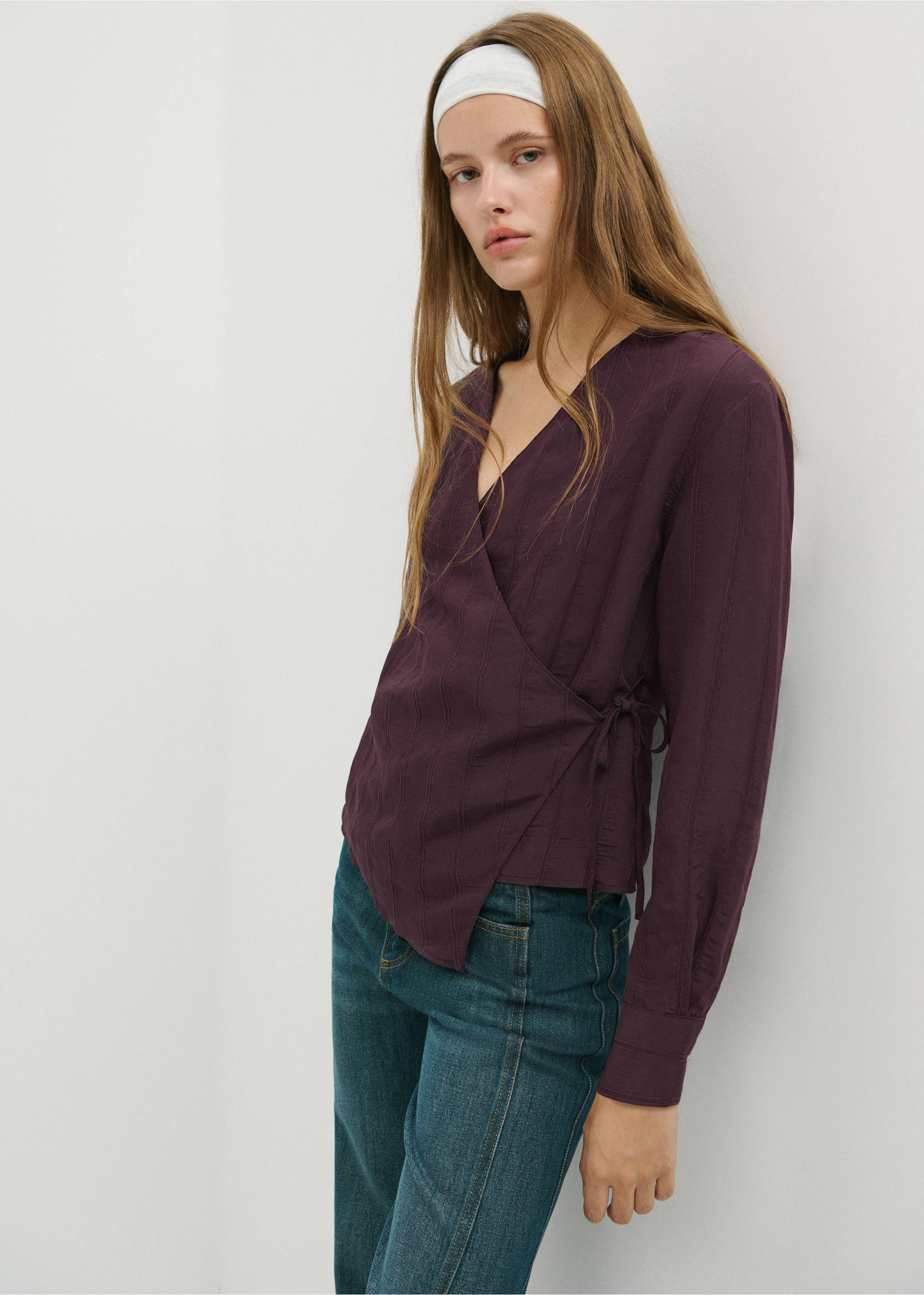 Textured wrap shirt - Medium plane, Purple. Ref: 37065863-00.