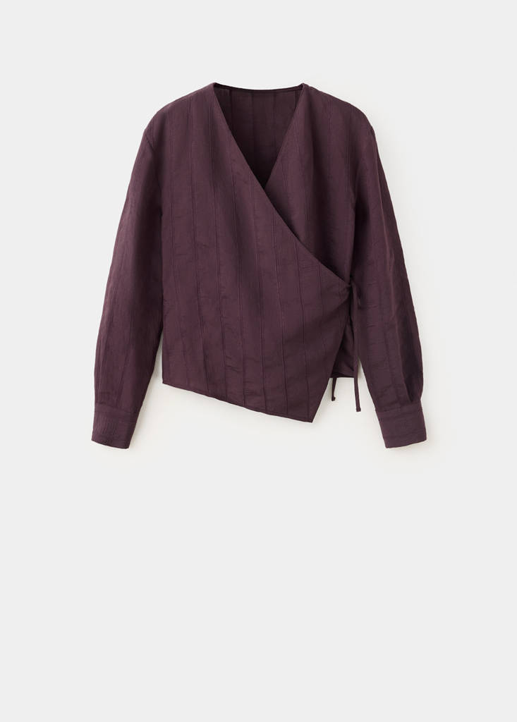 Textured wrap shirt — Purple