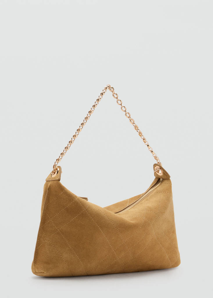 Suede shoulder bag — Medium Brown