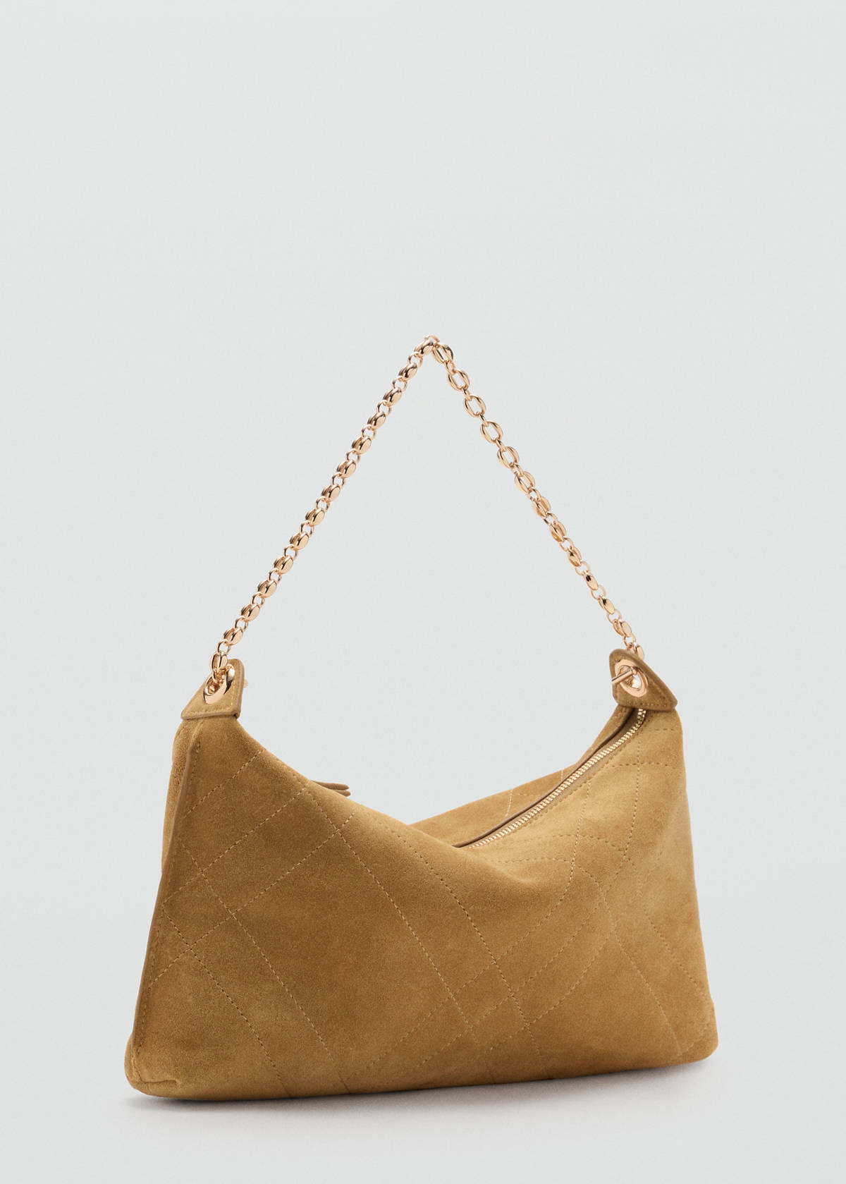Suede shoulder bag — Medium Brown